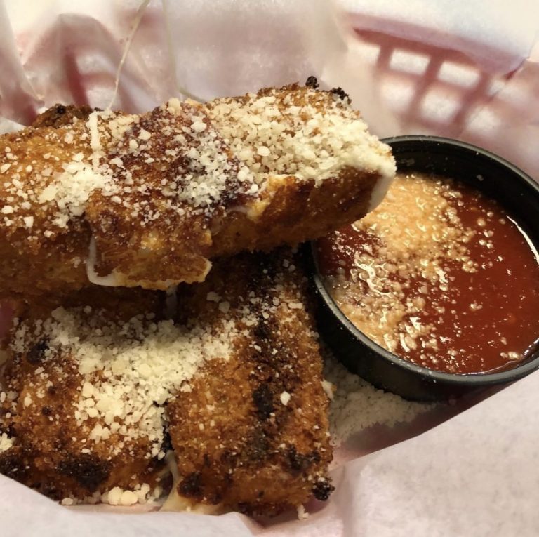 Rooster's homemade mozzarella sticks with marinara sauce