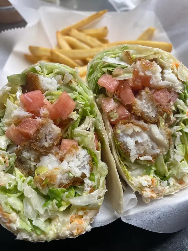 Roosters wrap with fries